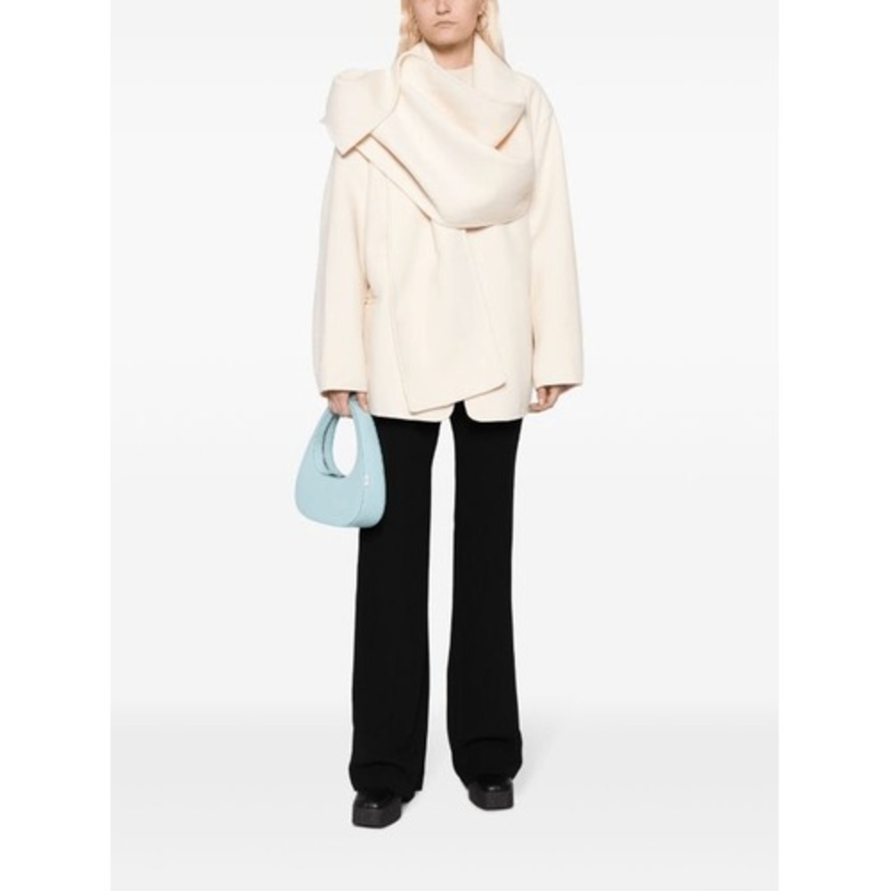 JNBY Scarf Collar Wool Blend Coat Women Cream Ivory One‎ Size